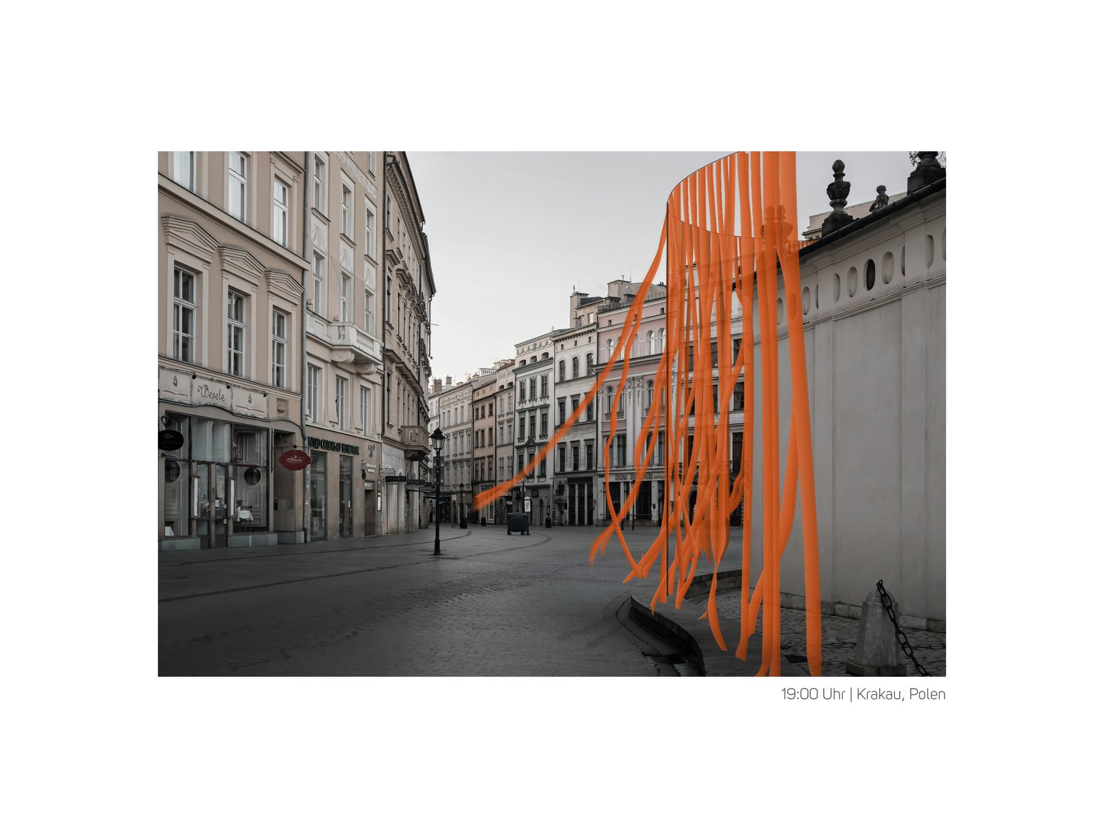 Orangene Gedenkbänder in Polen zur Erinnerung an Opfer der nationalsozialistischen Vernichtungspolitik.