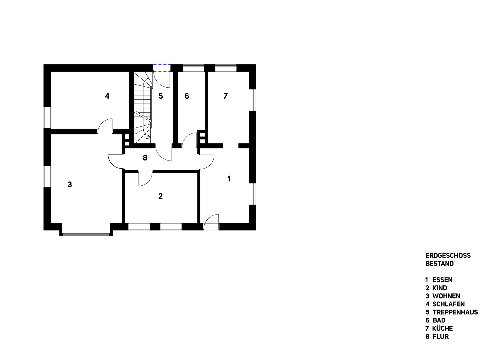 Grundriss eines Bestandsgebäudes in München mit flexiblem Wohnkonzept für Mehrgenerationenwohnen, m8architekten