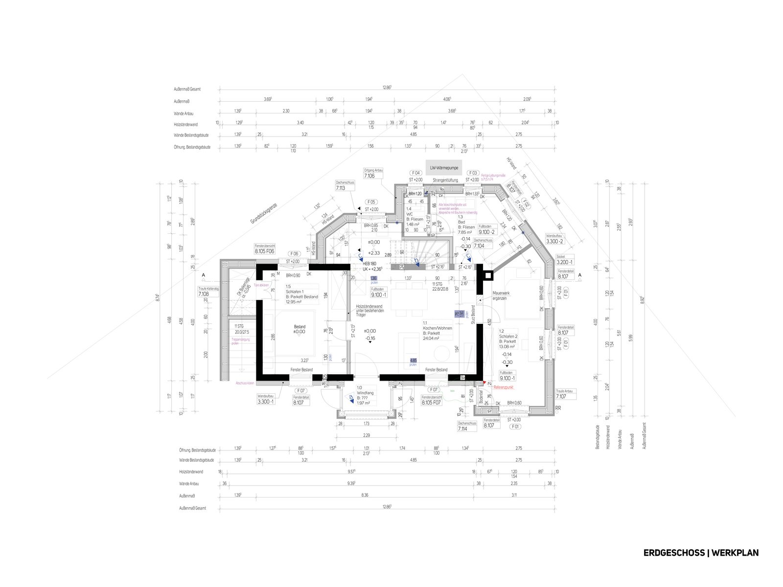 Werkplan in der Ausführungsplanung für einen Bestandsumbau