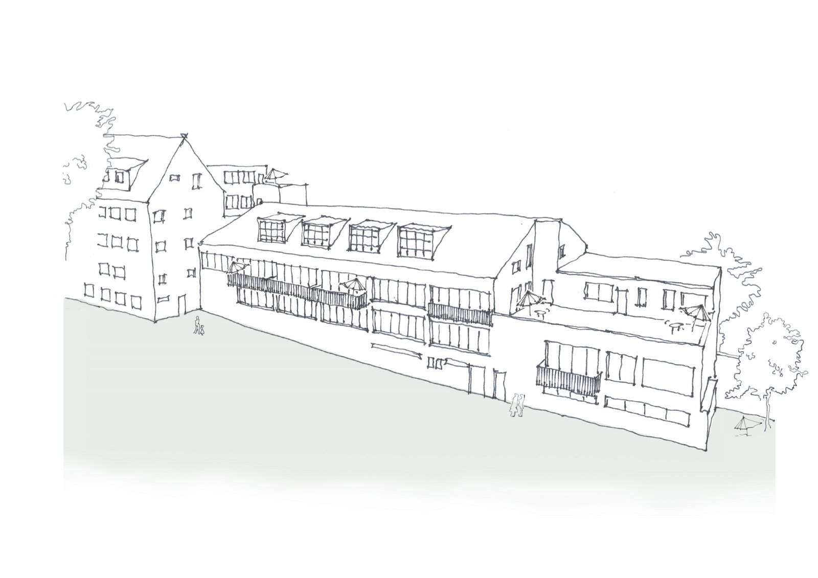 Transformiertes Fabrikareal mit erhaltenen Tragwerken und modernen Einbauten für eine vielfältige Nutzungsmischung