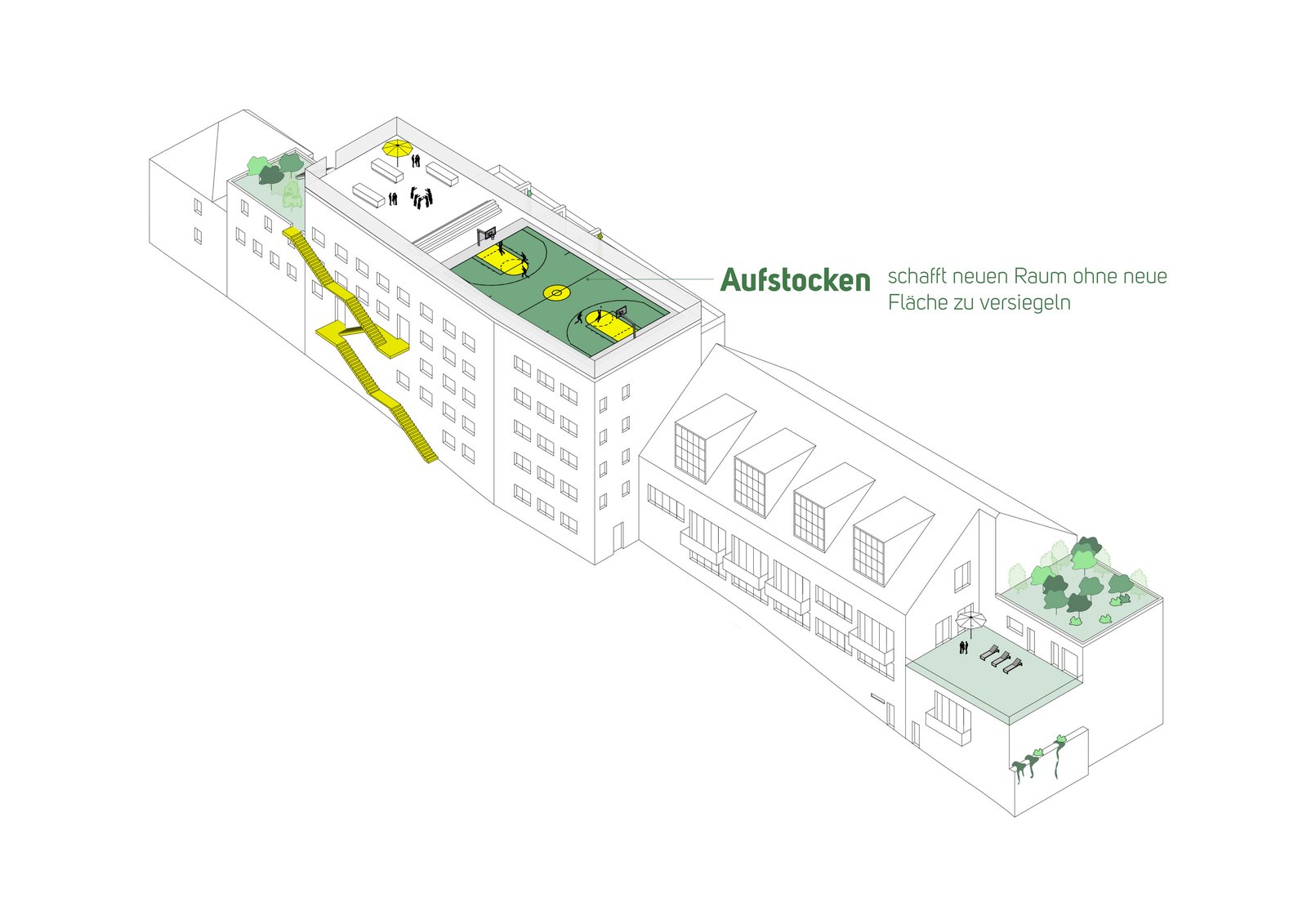Bewegungsräume in bestehender Industriearchitektur, geprägt von klaren Strukturen und sichtbaren Materialien.