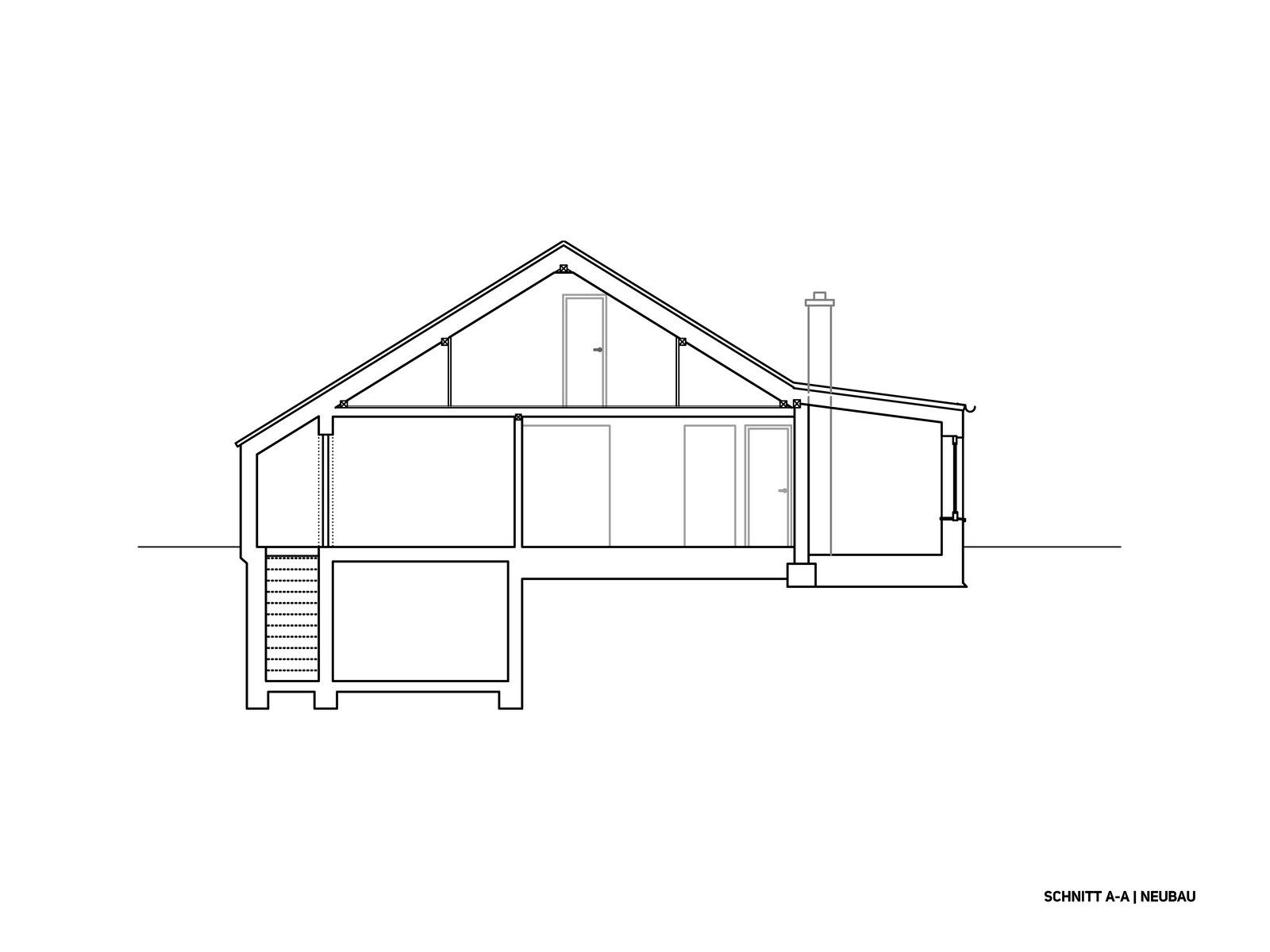 Neubauschnitt als Ergebnis eines Bestandsumbaus