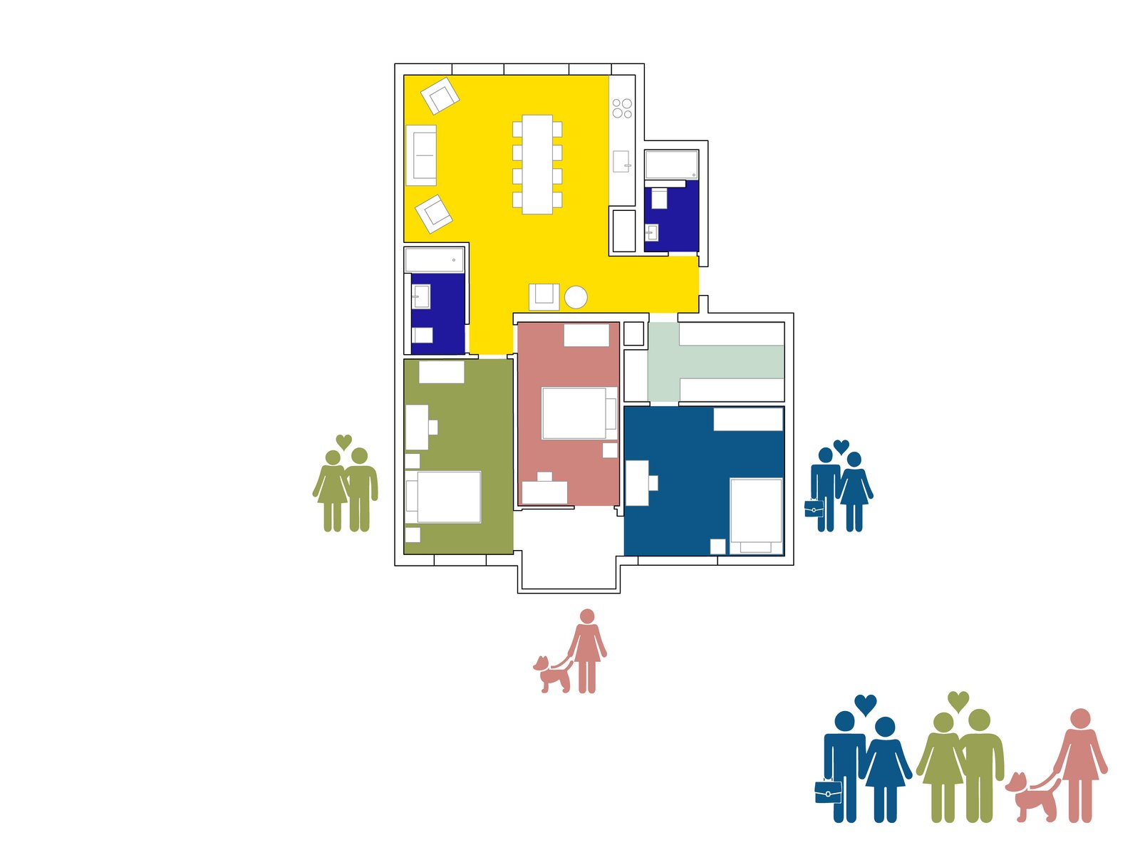 Sanierung und Umbau eines Mehrgenerationenhauses in München-Haidhausen – behutsamer Ausbau im Bestand mit klaren Wohnstrukturen für gemeinsames und individuelles Wohnen, geplant von m8architekten.