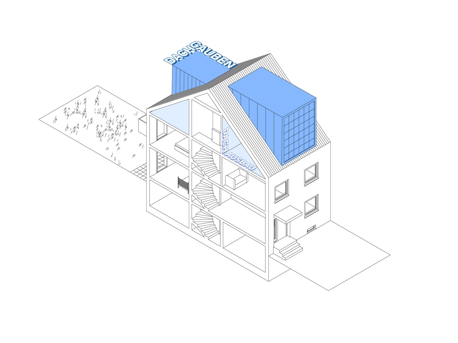 Reihenhaus-Ausbau mit modularen Räumen und Dachterrasse für wachsende Familien in München, entworfen durch m8architekten
