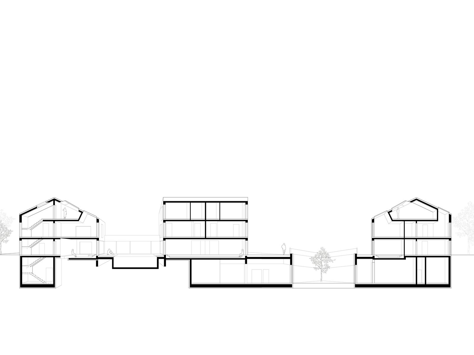 Schnitt eines nachhaltigen Stadthauses mit klarer Architektursprache und energieeffizienter Bauweise von m8architekten.