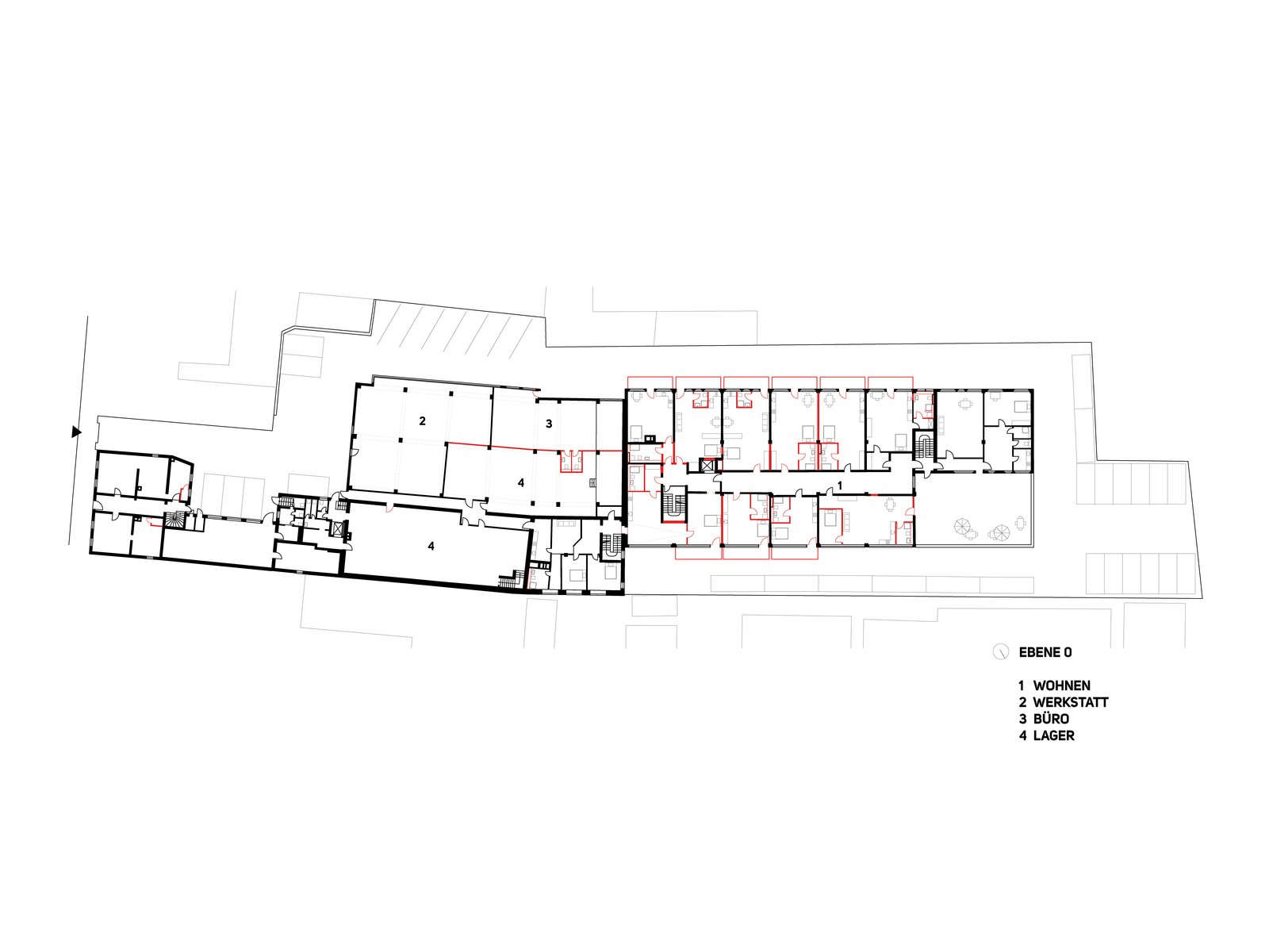 Gesamtensemble eines umgenutzten Bayreuther Fabrikareals, entwickelt zu einem modernen, multifunktionalen Quartier.
