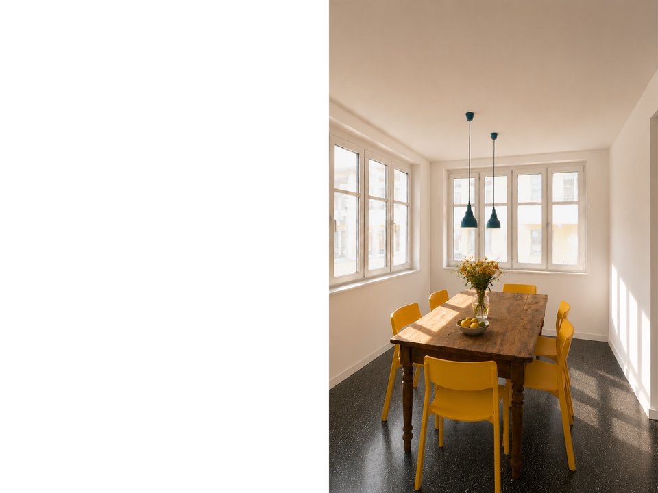 Pausenraum im Anbau der denkmalgeschützten Villa vom Architekturbüro