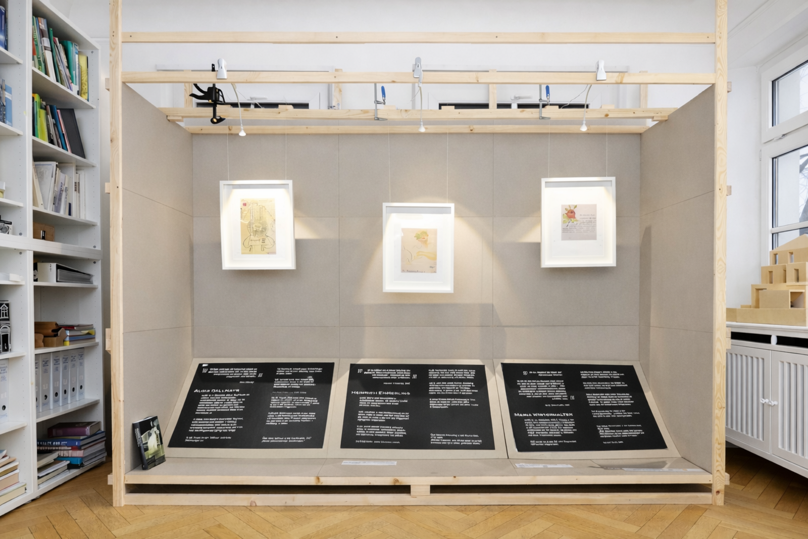 Temporäre Ausstellung der Gedenkinitiative zu den NS-Krankenmorden in München mit Zeichnungen von Patient*innen aus Eglfing-Haar.